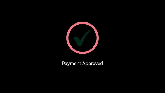 Check mark icon with payment done and paid concept. Payment successfully text animation. Motion graphics of paid idea. 4k video.
