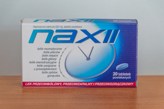 Pruszcz Gdanski, Poland - June 7, 2026: Pack of Naxii painkiler.