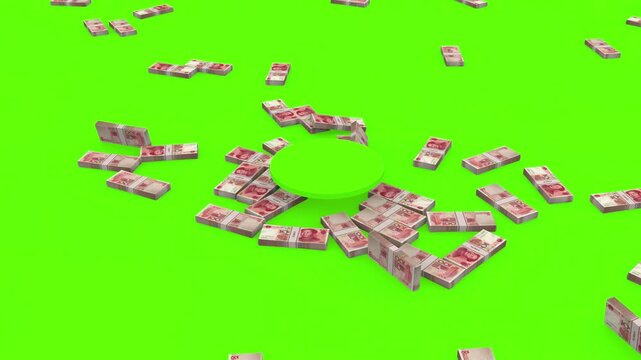 Chinese yuan bundles draining into a central vortex