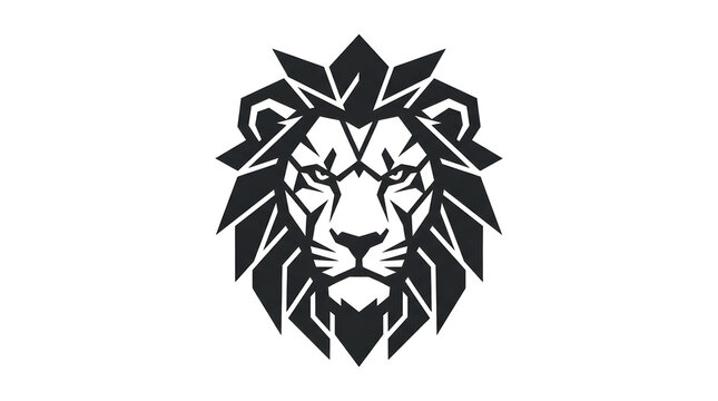 Modern geometric lion head logo design isolated on white background. Powerful vector emblem for security, sports team mascot, corporate identity, luxury branding, and strength concept.
