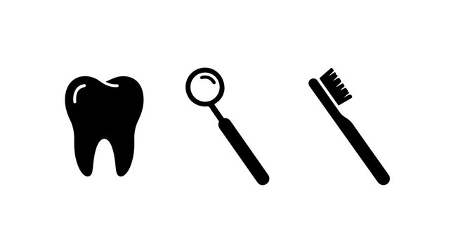 Dental mirror and tooth oral healthcare medical icon vector