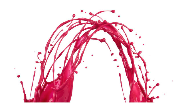 Dynamic splash of vibrant pink paint isolated on transparent background