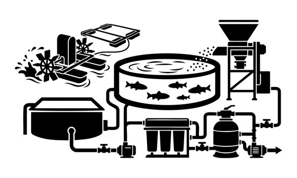 Aquaculture fish farming system and water filtration process