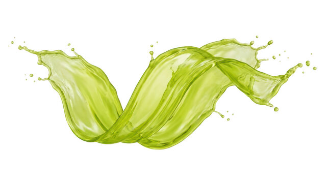 Green liquid splash isolated on transparent background