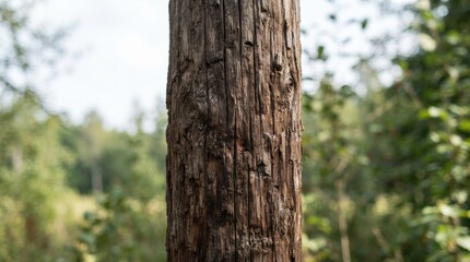 Fototapeta premium Close up of weathered wooden utility pole texture