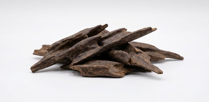 agarwood or agar wood Oud isolated on white background