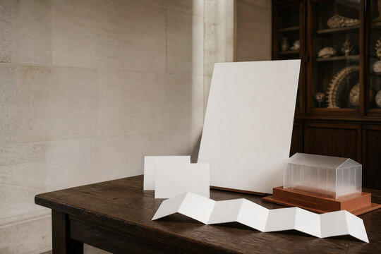 Blank Exhibition Identity Poster Mockup in Creative Studio with Copy Space