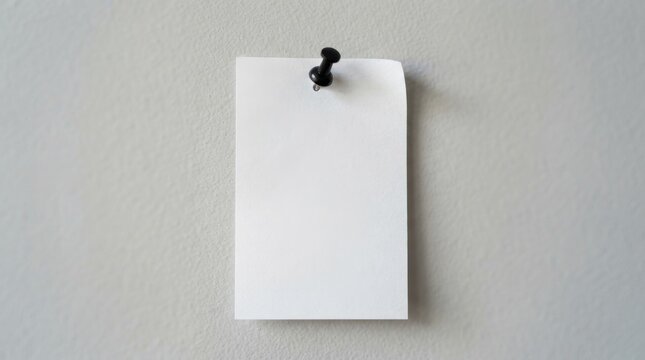 Blank paper note pinned to a textured wall