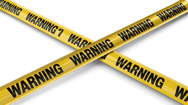 Yellow warning tape strips crossed for safety zone