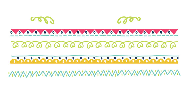 Hand drawn borders isolated on a transparent background