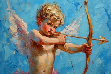 Fototapeta premium Cupid painting art representation.