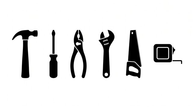 Hand Tools and Hardware Equipment Silhouette Collection