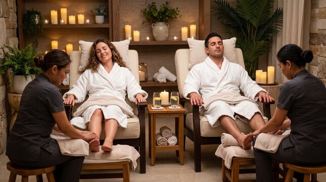 Couple Enjoying Foot Massages