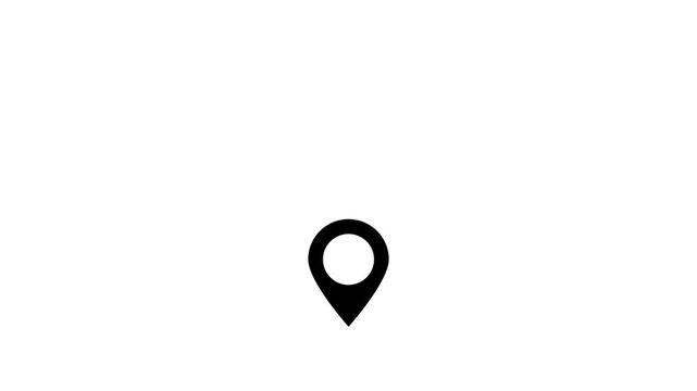 Minimalist map pin animation on white background, for location tracking, and navigation concepts