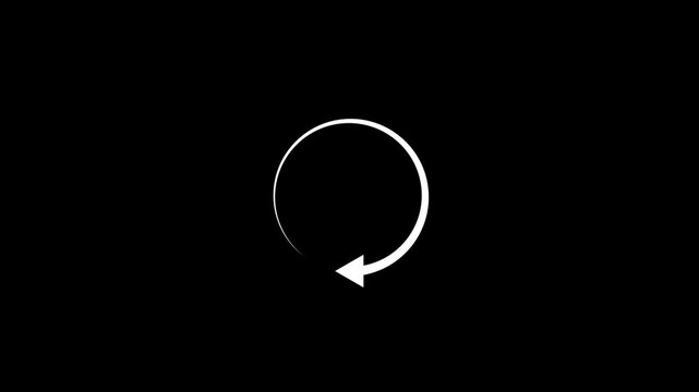 Minimalist white loading spinner animation on black background, for web and, app ui progress buffering