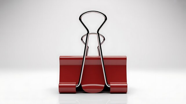 Red metal binder clip for office paper document organization