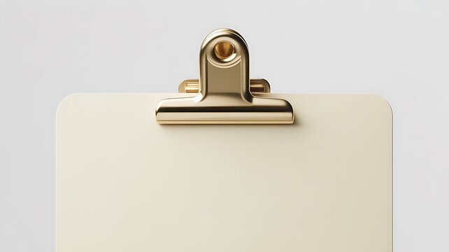 Empty clipboard with a shiny gold metal clip