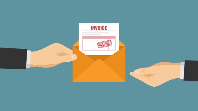 give invoice overdue message video animation concept