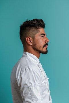Latinx chef side portrait person adult human.