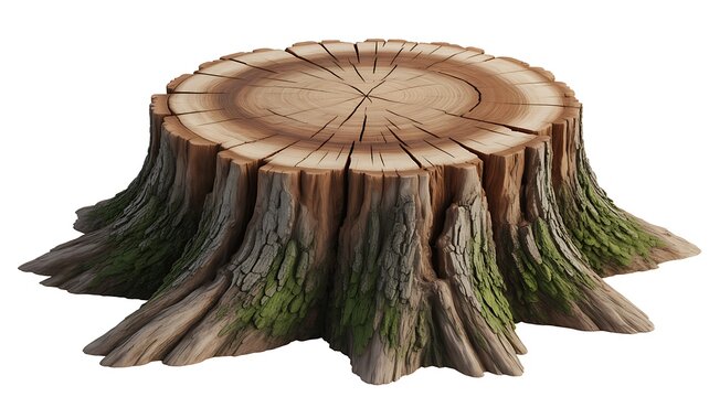 Old brown tree stump with moss in the forest