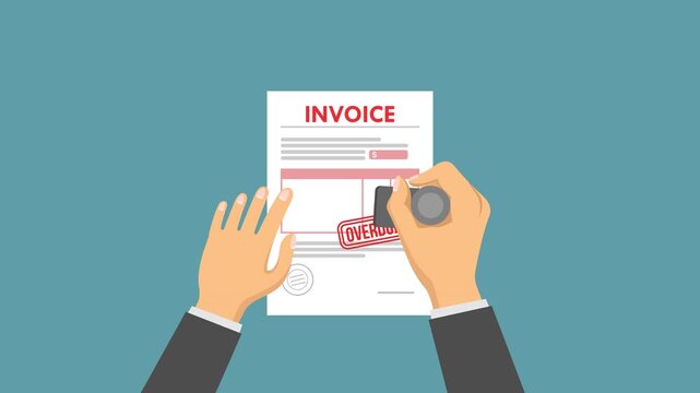 invoice overdue video animation flat concept