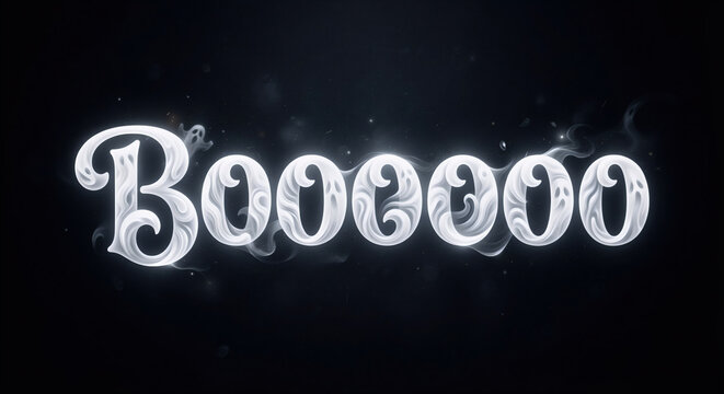 Boooo ghost text in white 3d style