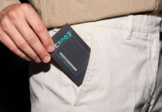 Man Pulling Identity Card from Pocket Mockup