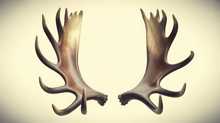 Naklejka premium Large brown deer antlers isolated on a bright background