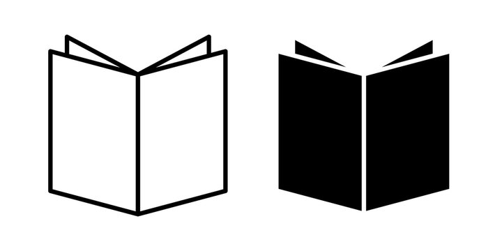 open book icon line art pictograms set