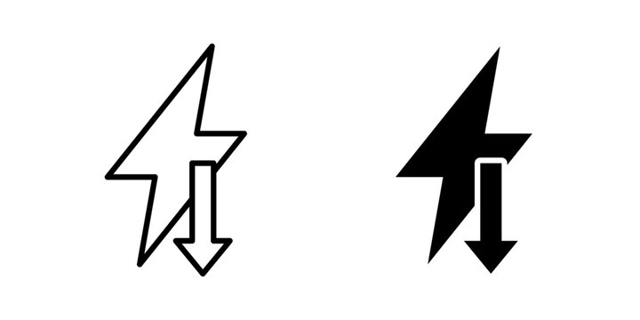 Energy reduction icon line art pictograms set