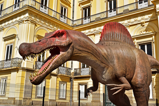 Dinosaur in front of the National Museum at Quinta da Boa Vista in Rio de Janeiro, Brazil