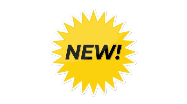 Yellow starburst shape with the word new displayed prominently isolated on a white background star-shaped bright graphic vector illustration sign