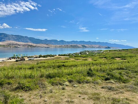 Ausblick auf den Strand Plaža Sveti Duh, Pag/ Kroatien