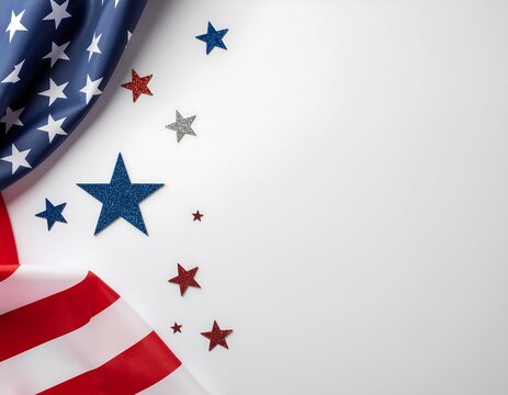Colorful star pattern on American flag background.
