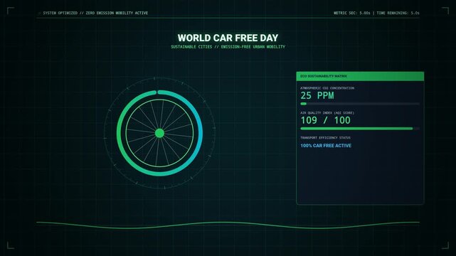 World Car Free Day Dashboard Futuristic Climate Change Monitoring UI