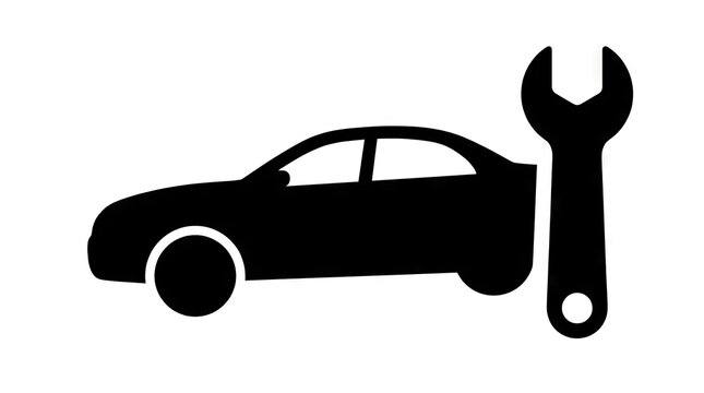 Car silhouette and wrench symbol for automotive maintenance services.