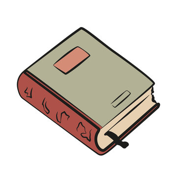 A closed hardcover book vector illustration. A minimalist cartoon drawing of a novel or textbook isolated on a white background. png