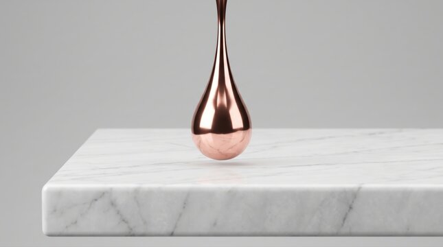 Drop hitting marble slab creating splash and ripple effect in slow motion