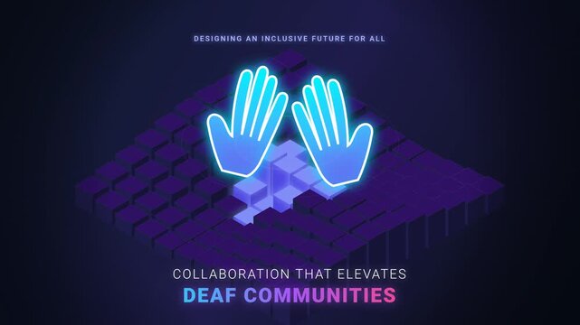 International Day of Sign Languages Concept with Neon Hand Gestures