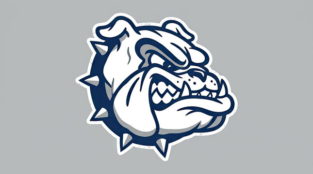 Fierce bulldog mascot head for sports team branding.