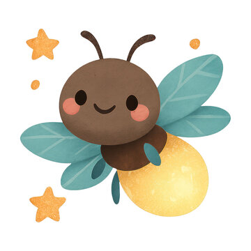 PNG Cute firefly cartoon illustration.