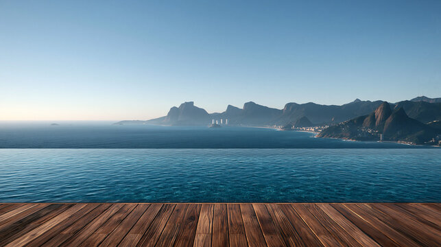 Luxury Infinity Pool Overlooking Scenic Ocean and Mountain Landscape