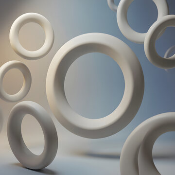 Floating white torus rings in abstract space