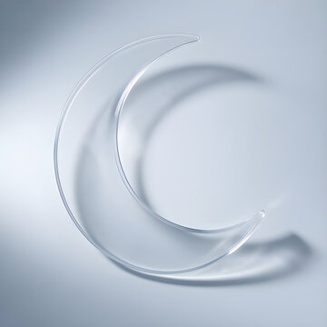 Transparent glass crescent moon shape