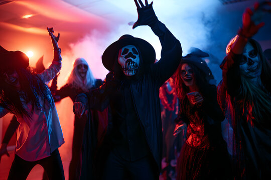 People dancing at a Halloween event