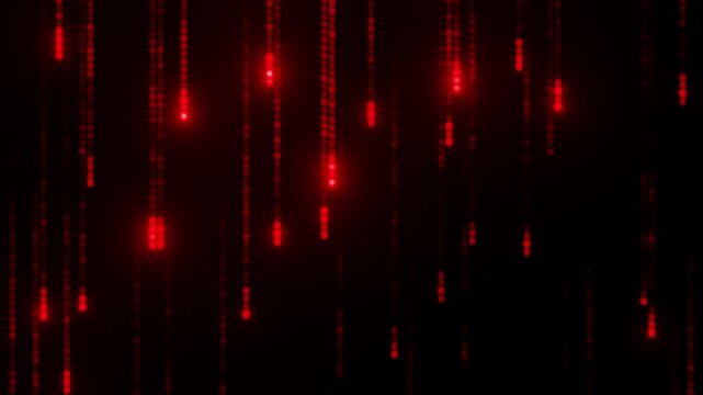 Cyber Threat Digital Matrix Rain Motion Background Displaying Glowing Red Light Particle Streams Falling for High Tech Cybersecurity Video Overlays and System Failure Visuals