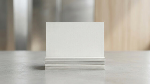 Blank white business card stack mockup on surface