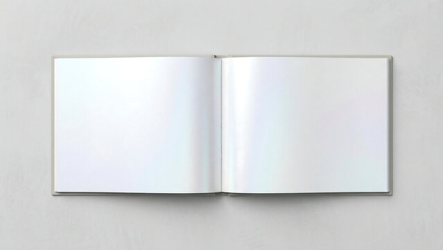 Minimalist open sketchbook with white blank pages