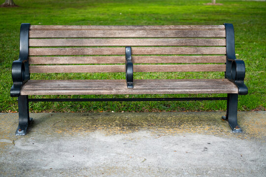 old wooden park bench 