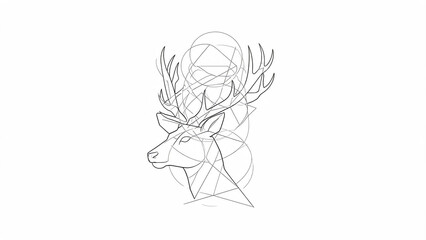 Abstract Geometric Deer Head with Geometric Lines